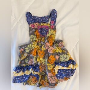 Matilda Jane Baby Girl Floral Ruffle Romper | 6-12 Months | Pink Buttons